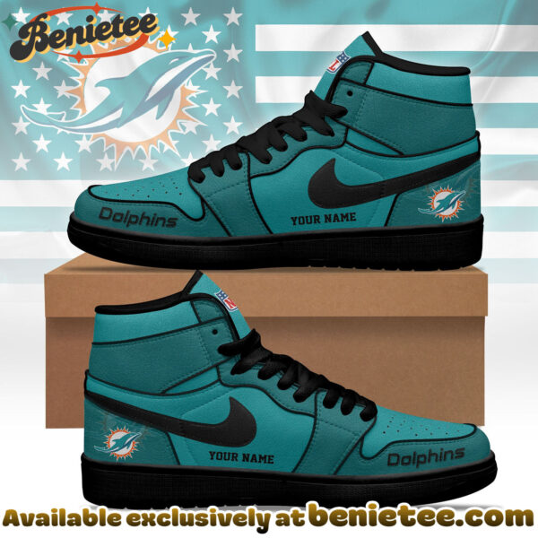 Miami Dolphins Premium NFL Pride Jordan 1 High Top Sneaker Nike Air Jordan 1