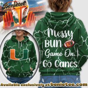 Miami Hurricanes Premium NCAA Messy Bun Game On 3D Hoodie, Sweatshirt, Tshirt