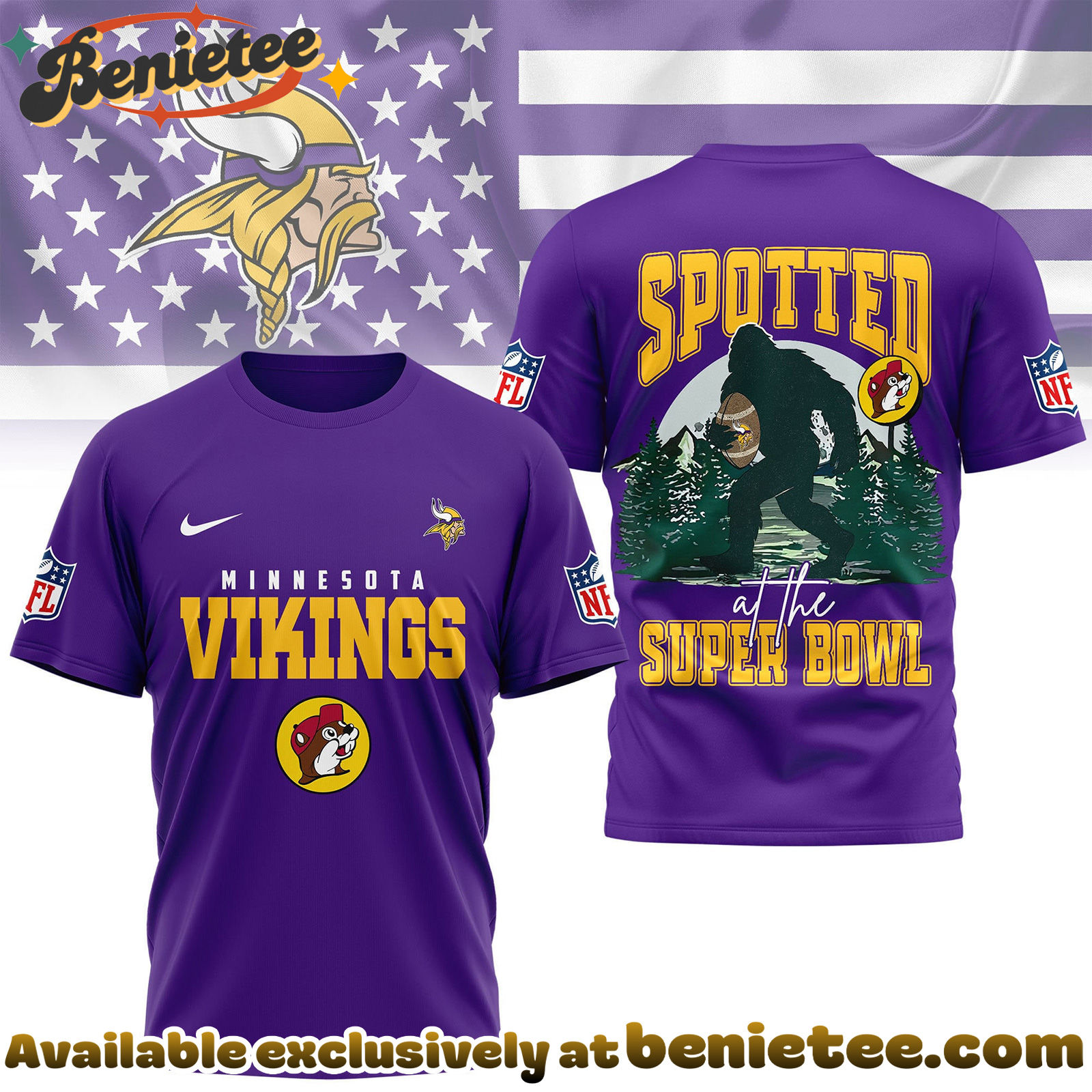 Minnesota Vikings Premium NFL Spotted at the Super Bowl 3D Tshirt, Sweatshirt, Hoodie
