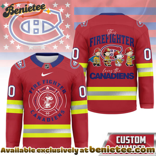 Montreal Canadiens Premium NHL Snoopy Firefighter Hockey Jersey