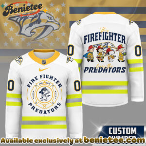Nashville Predators Premium NHL Snoopy Firefighter Hockey Jersey