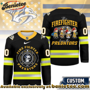 Nashville Predators Premium NHL Snoopy Firefighter Hockey Jersey