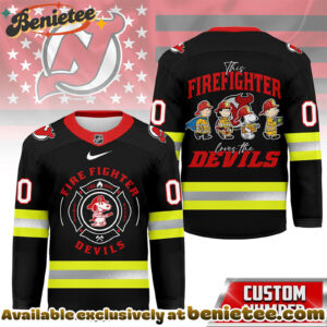 New Jersey Devils Premium NHL Snoopy Firefighter Hockey Jersey