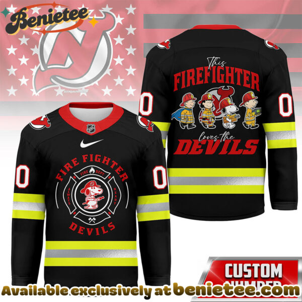 New Jersey Devils Premium NHL Snoopy Firefighter Hockey Jersey