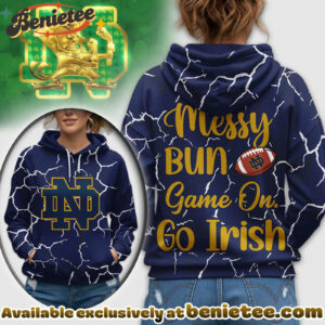 Notre Dame Fighting Irish Premium NCAA Messy Bun Game On 3D Hoodie, Sweatshirt, Tshirt