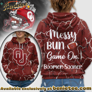 Oklahoma Sooners Premium NCAA Messy Bun Game On 3D Hoodie, Sweatshirt, Tshirt