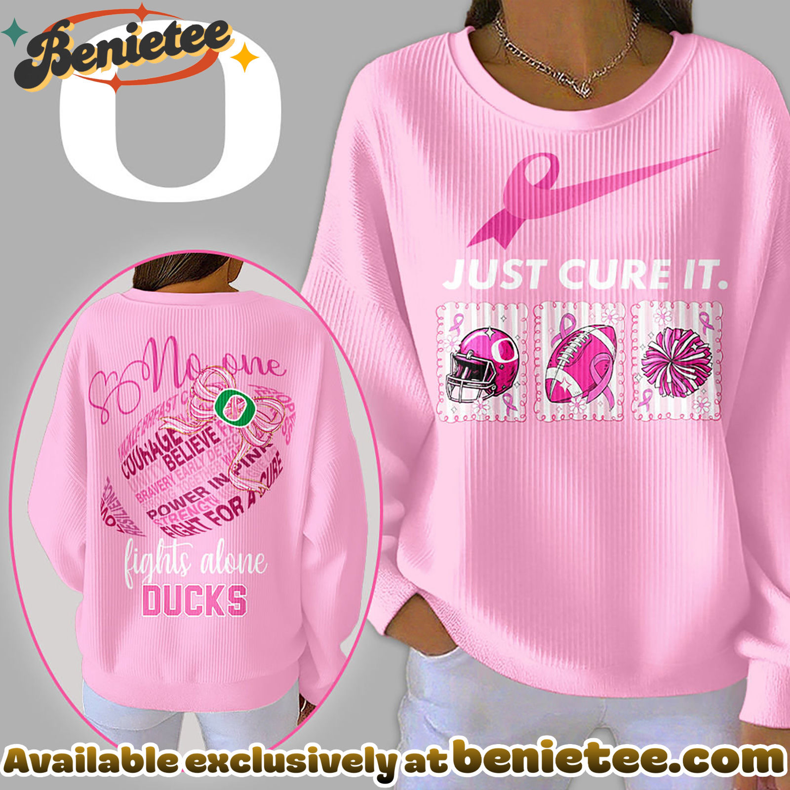 Oregon Ducks Premium NCAA Breast Cancer Awareness T-Shirt And Sweatshirt