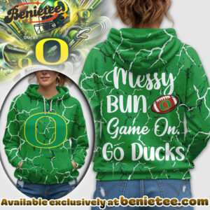 Oregon Ducks Premium NCAA Messy Bun Game On 3D Hoodie, Sweatshirt, Tshirt