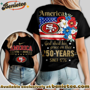 San Francisco 49ers Premium NFL America God Shed His Grace On Thee Women Tshirt, Hoodie, Sweatshirt