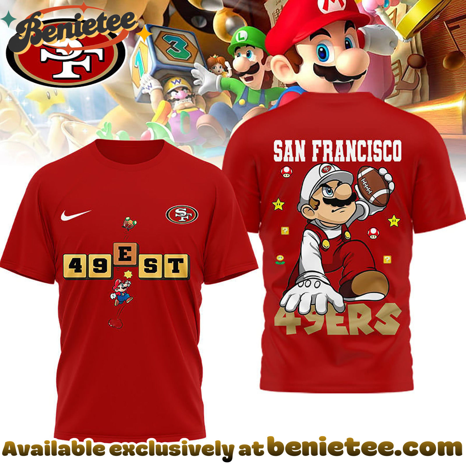 San Francisco 49ers Premium NFL Super Mario 3D Tshirt, Sweatshirt, Hoodie