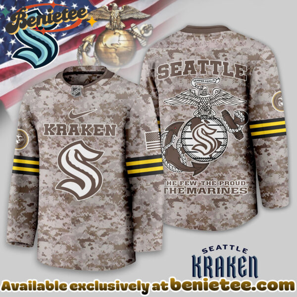 Seattle Kraken Premium NHL U.S.M.C Hockey Jersey