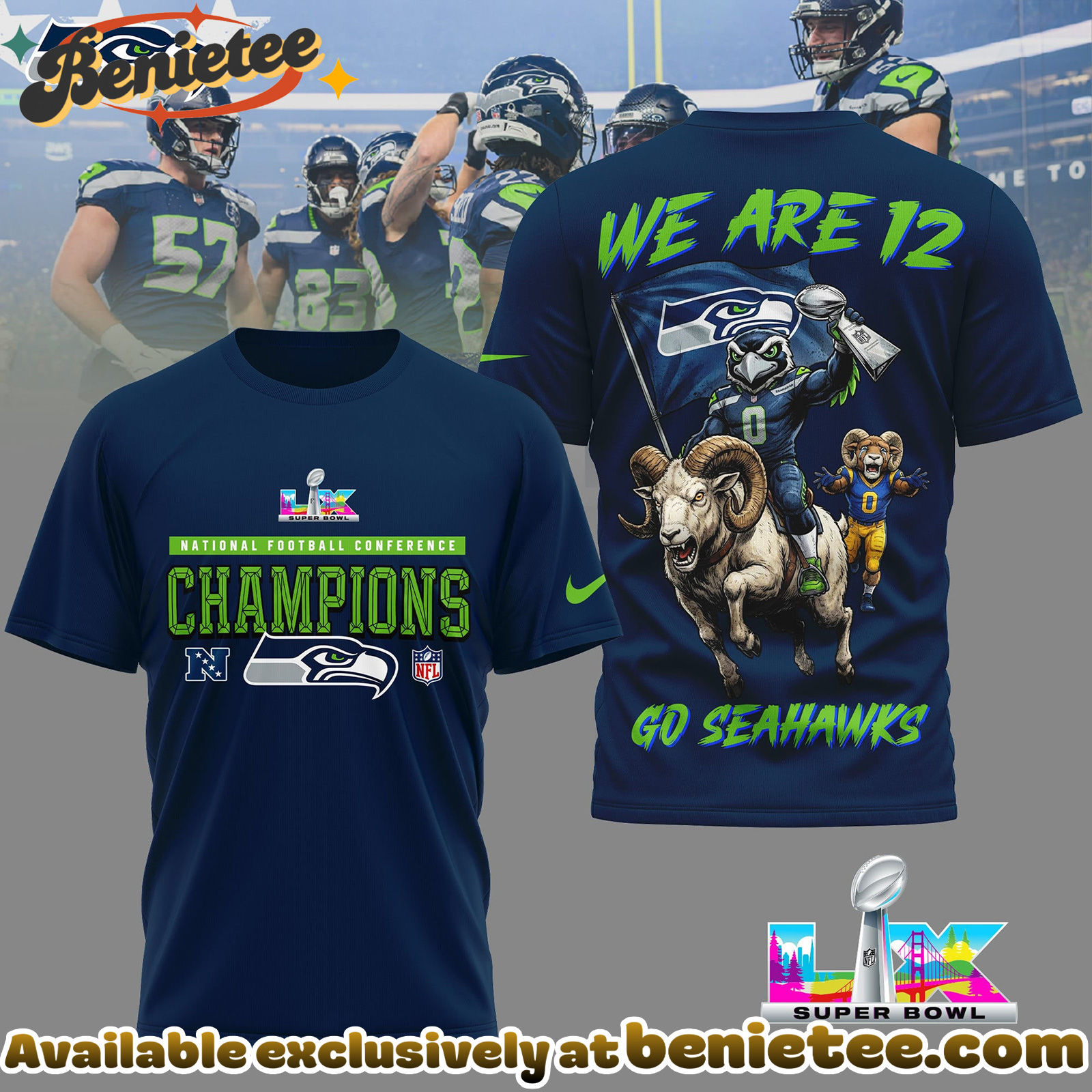 Seattle Seahawks Premium NFL 2026 Super Bowl 3D Tshirt, Sweatshirt, Hoodie - Ver 2