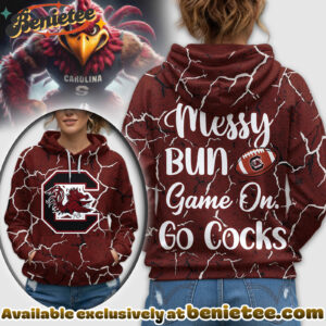South Carolina Gamecocks Premium NCAA Messy Bun Game On 3D Hoodie, Sweatshirt, Tshirt