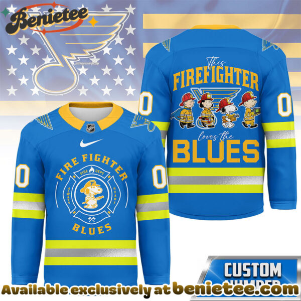 St. Louis Blues Premium NHL Snoopy Firefighter Hockey Jersey