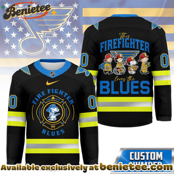 St. Louis Blues Premium NHL Snoopy Firefighter Hockey Jersey