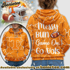 Tennessee Volunteers Premium NCAA Messy Bun Game On 3D Hoodie, Sweatshirt, Tshirt