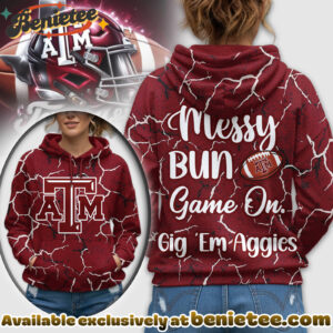 Texas AM Aggies Premium NCAA Messy Bun Game On 3D Hoodie, Sweatshirt, Tshirt