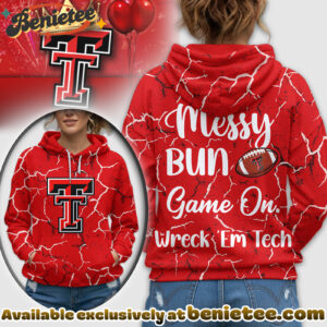Texas Tech Red Raiders Premium NCAA Messy Bun Game On 3D Hoodie, Sweatshirt, Tshirt