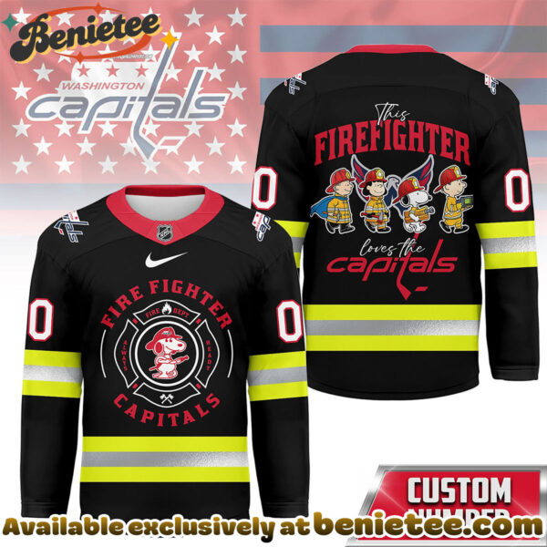 Washington Capitals Premium NHL Snoopy Firefighter Hockey Jersey