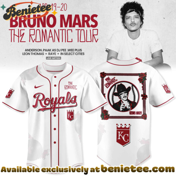 All Team MLB Kansas City Royals x Bruno Mars - The Romantic Tour 2026 Jersey Collection - Ver 2