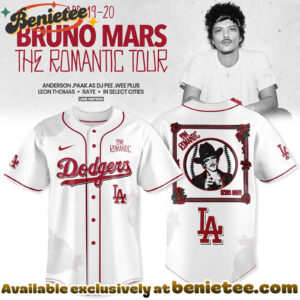 All Team MLB Los Angeles Dodgers x Bruno Mars - The Romantic Tour 2026 Jersey Collection - Ver 2