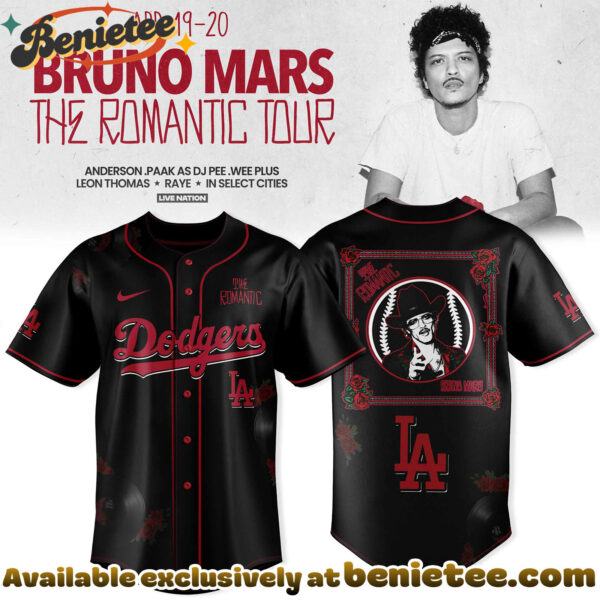 All Team MLB Los Angeles Dodgers x Bruno Mars - The Romantic Tour 2026 Jersey Collection