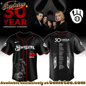 All Team MLB M Brewers x Scream Kill Tour 30 Year Memory Jersey Limited Edition + Selling Out Fast