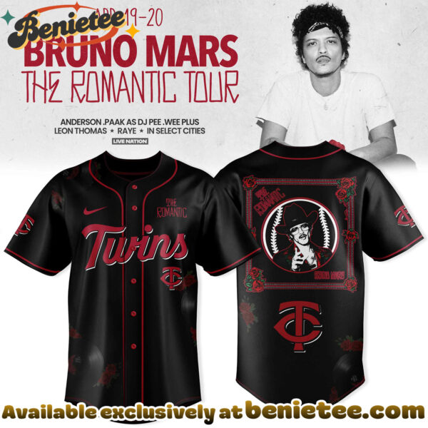 All Team MLB Minnesota Twins x Bruno Mars - The Romantic Tour 2026 Jersey Collection - Ver 2