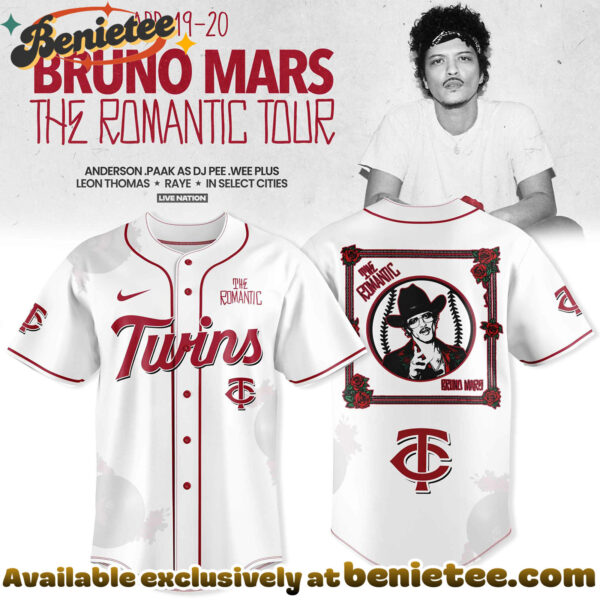 All Team MLB Minnesota Twins x Bruno Mars - The Romantic Tour 2026 Jersey Collection