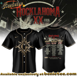 Rocklahoma XX 2026 Anniversary Lineup Shirt - Godsmack Sun Logo Festival Jersey