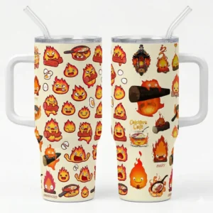 Calcifer Tumbler, How'l moving Castle Tumbler, Anime Tumbler