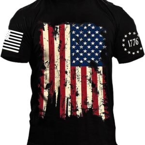 USA Flag 4th July American Tshirt, Red White Blue Star Patriotic T-Shirt