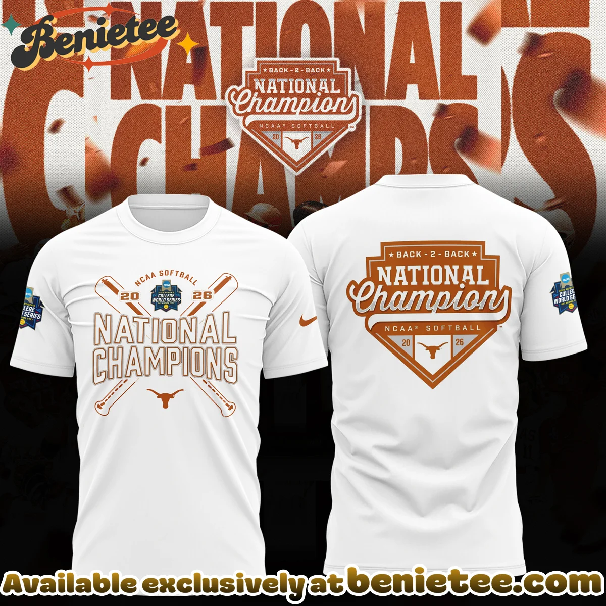 Authentic Texas Longhorns NCAA Softball Women's College World Series T-Shirt (Style 29)