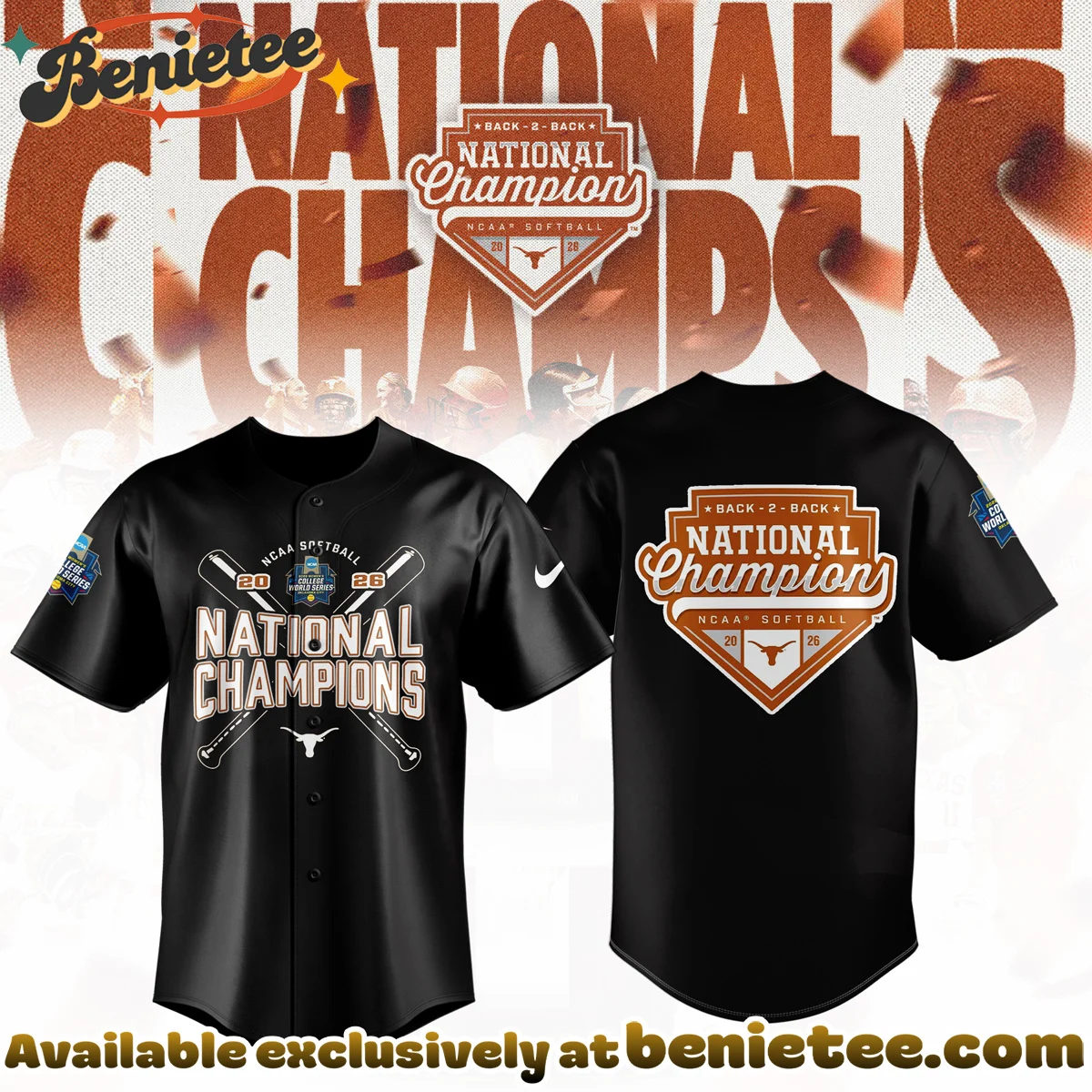Authentic Texas Longhorns NCAA Softball Women's College World Series T-Shirt (Style 29)