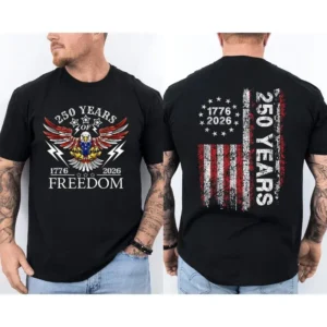 America 250th Birthday Tee, US Flag 250th Eagle 2-Sided Tee, Patriotic 1776 to 2026 Tshirt