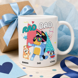 Personalized Bluey Girl Dad Mug, Father’s Day Bluey