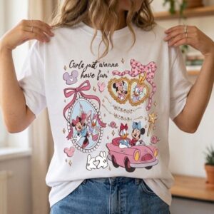 Disney Cruise Coquette Bow Shirt, Mickey & Minnie Locket Tee, Cute Girly Vacation T-Shirt