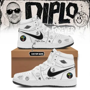 DIPLO ON TOUR FOREVER Signed Custom Air Force 1 & Jordan 1 Shoes (Design 18)