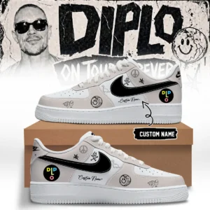 DIPLO ON TOUR FOREVER Signed Custom Air Force 1 & Jordan 1 Shoes - Part 12