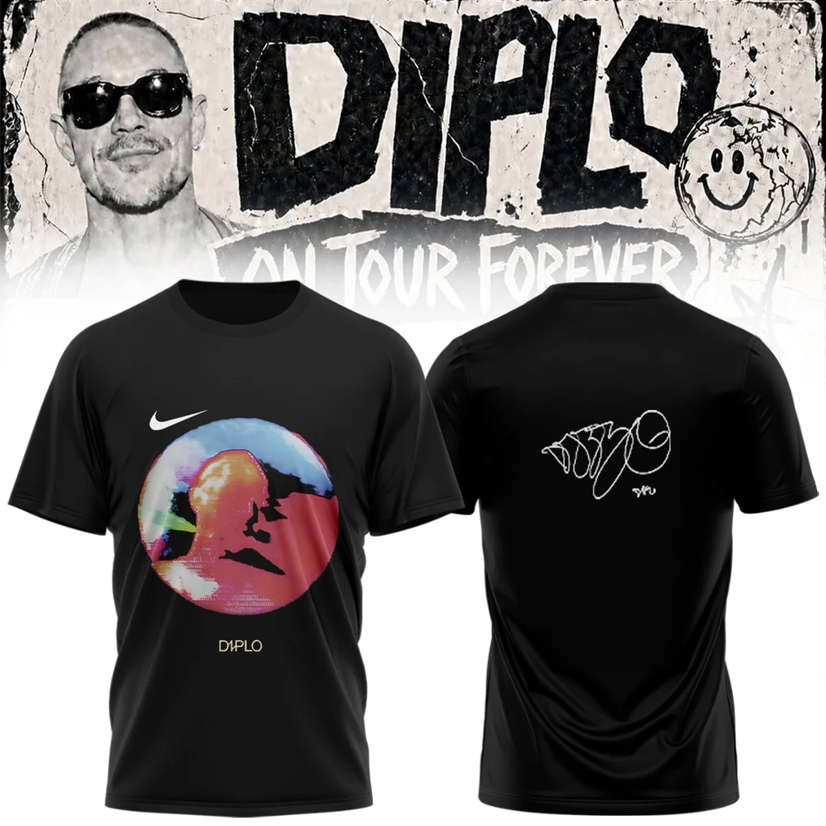 DIPLO ON TOUR FOREVER Signed T-Shirt & Hoodie (Design 9)