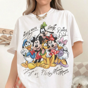 Retro Mickey And Friends Signatures Shirt, Disney Mouse Head Tee, Disneyland Family Trip 2026 Gift