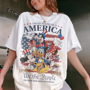 Retro Disney 250 Years Shirt, Mickey Minnie Patriotic 1776-2026 Tee, Disney Anniversary T-Shirt
