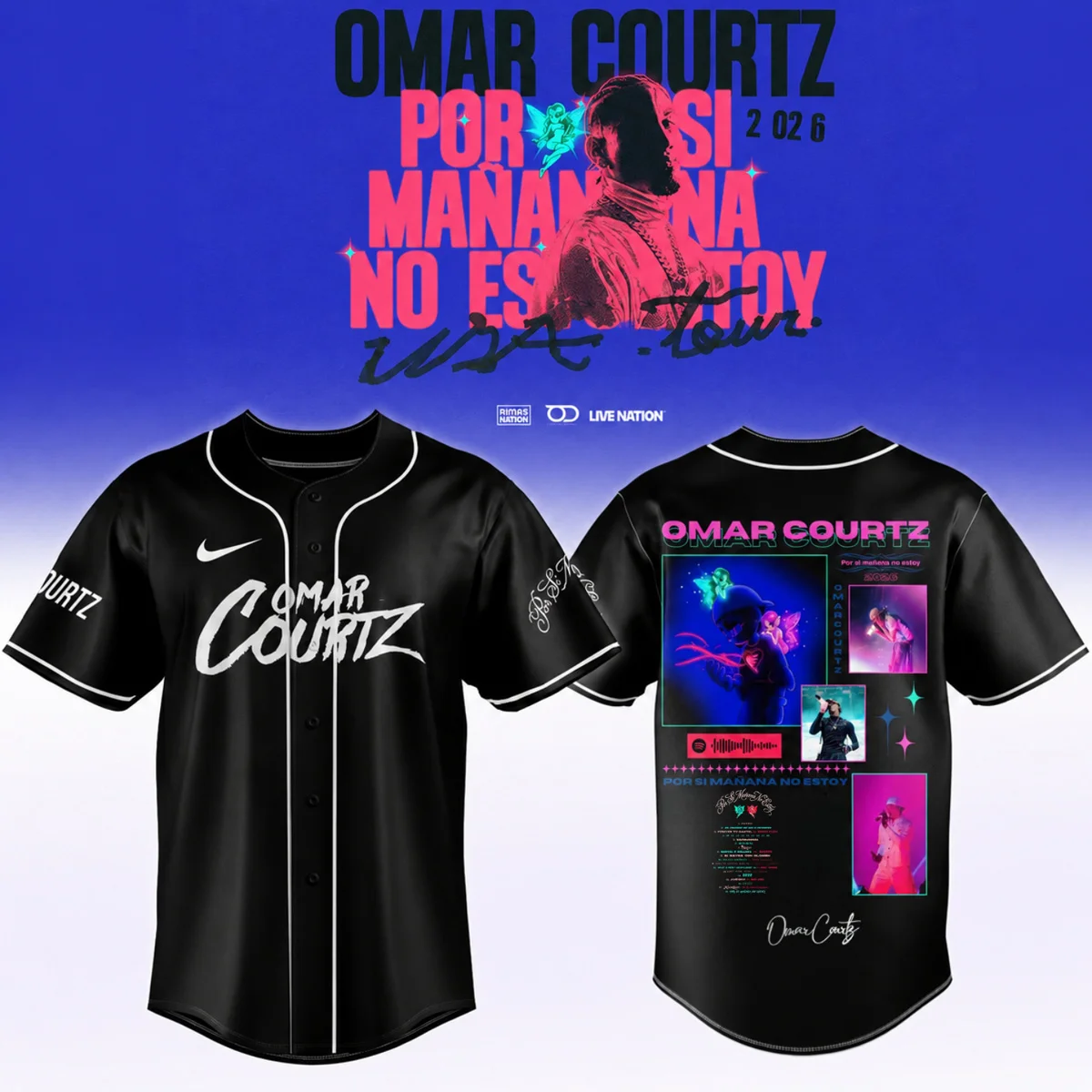 Omar Courtz Por Si Mañana No Estoy World Tour Signed Baseball Jersey (Design 15)