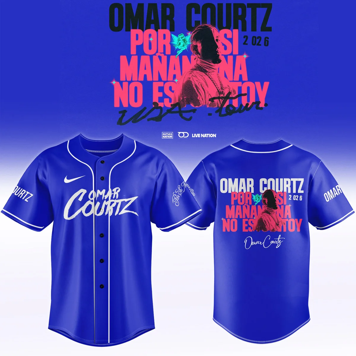 Omar Courtz Por Si Mañana No Estoy World Tour Signed Baseball Jersey - Variant 14