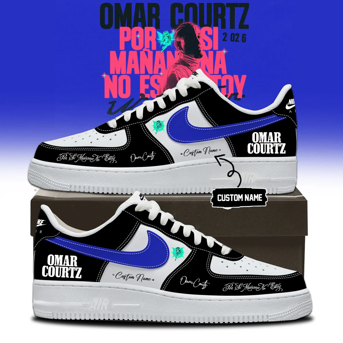 Omar Courtz Por Si Mañana No Estoy World Tour Signed Custom Air Force 1 & Jordan 1 Shoes - Variant 22