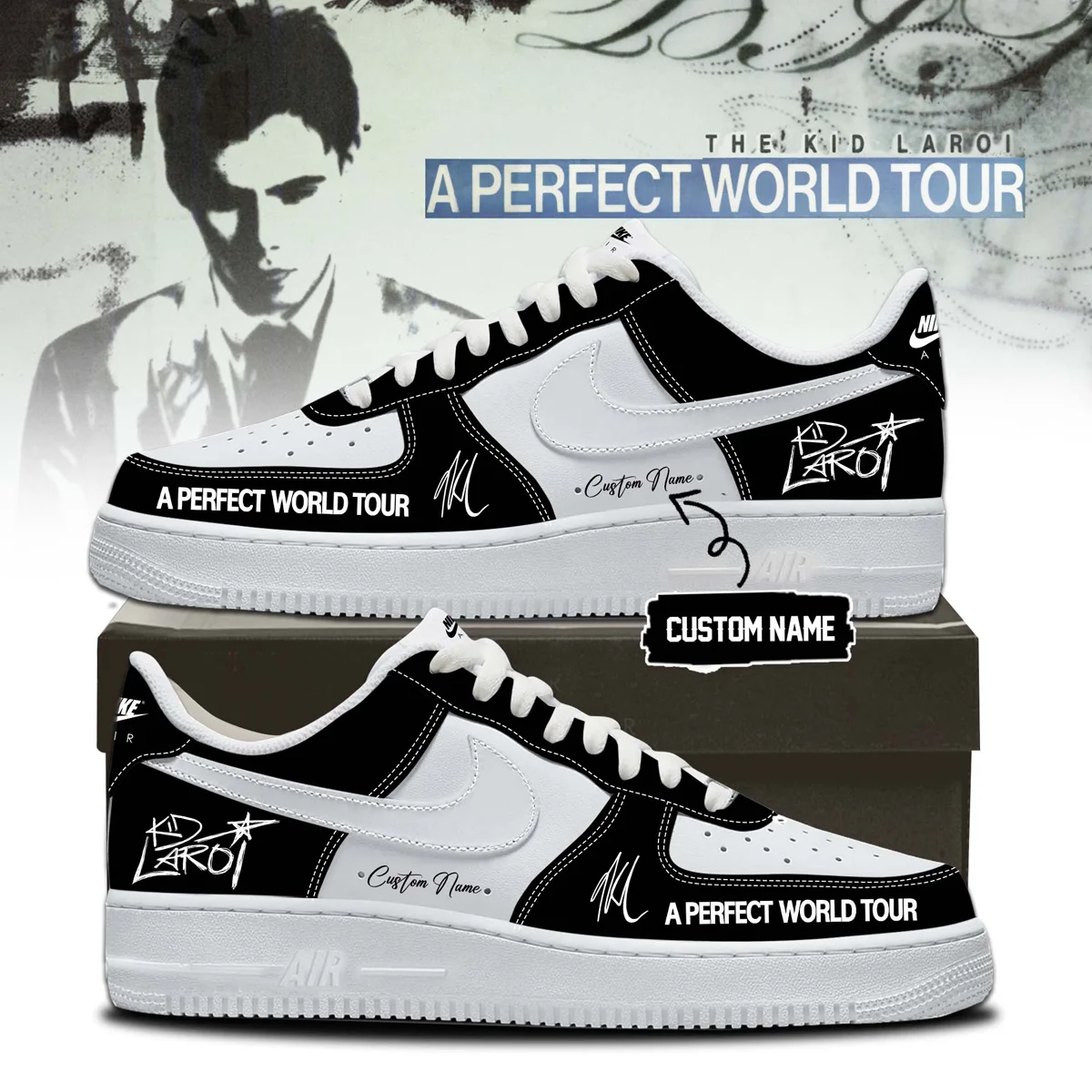 The Kid Laroi A Perfect World Tour Custom Air Force 1 & Jordan 1 Shoes (Style 2)