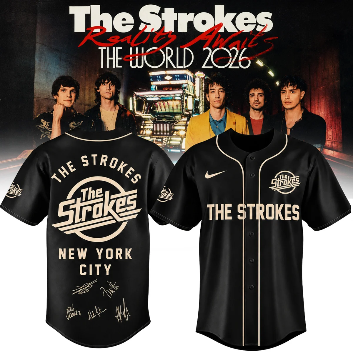 The Strokes Reality Awaits Tour Signature Baseball Jersey - Variant 7