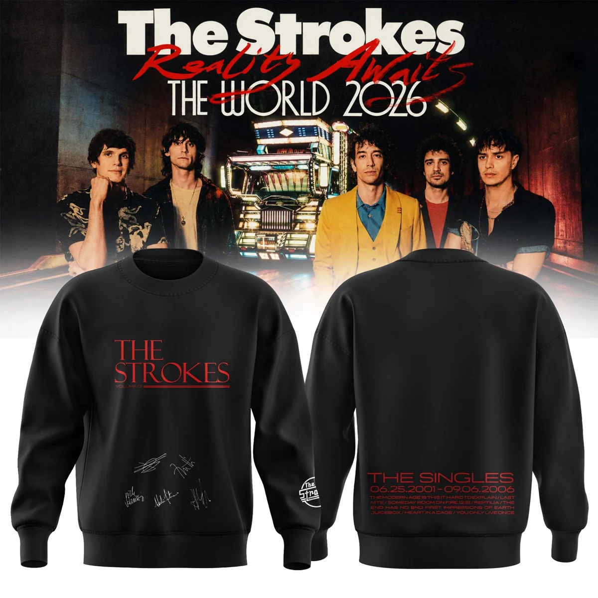 The Strokes Reality Awaits Tour Signature Shirt & Hoodie - Series 9