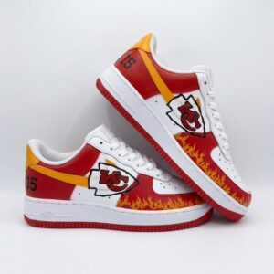 Kansas City Chiefs Patrick Mahomes #15 Flame Nike Air Force 1 Shoes