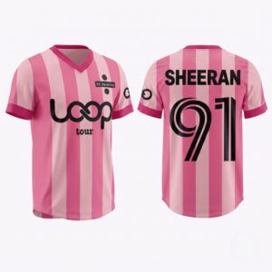 Custom Name Ed Sheeran Loop Tour Pink Striped Soccer Jersey
